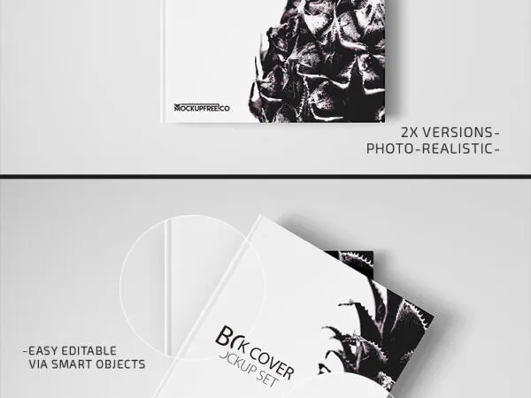 Two Mockups Showing Overhead View of Hardcover Books 1