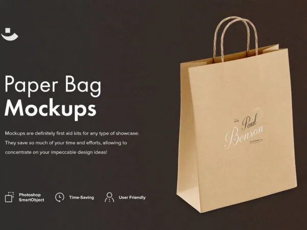 Two Mockups Showing Standing and Laid on the Ground Paper bags 1