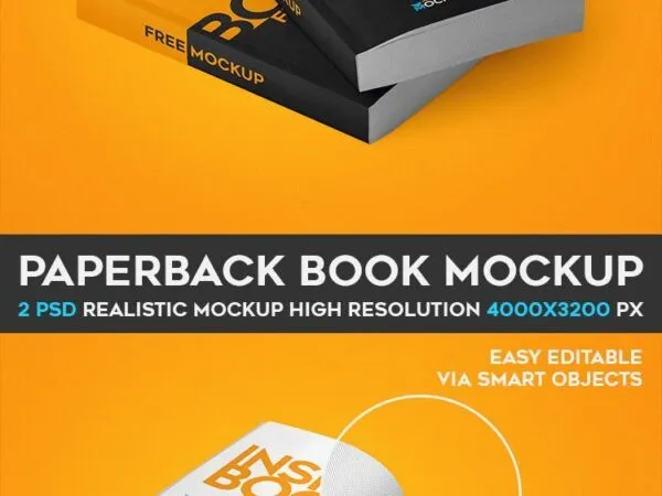 Two Mockups of Closed and Opened Paperback Books 1