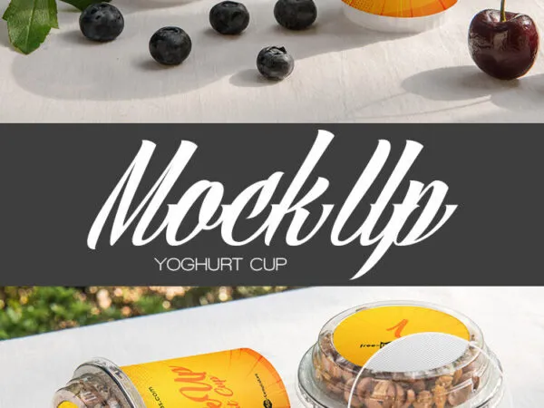 Two Mockups of Couple of Yogurt Cups 1