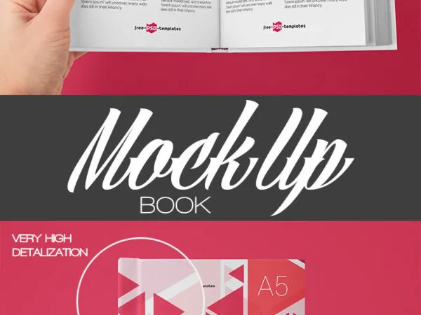 Two Mockups of Inside and the Cover of a Book 1