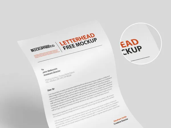 Two Mockups of Letterheads in Stacks and Solos at the 34 Angle View 1