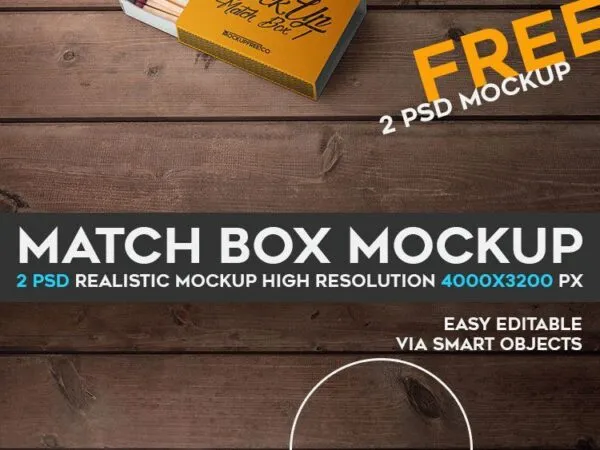 Two Mockups of Match Boxes on Wooden Surface 1