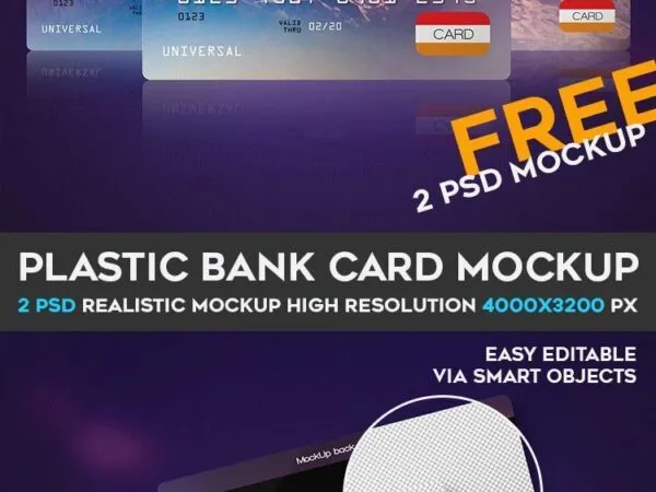 Two Mockups of Plastic Bank Cards in Different Shots 1