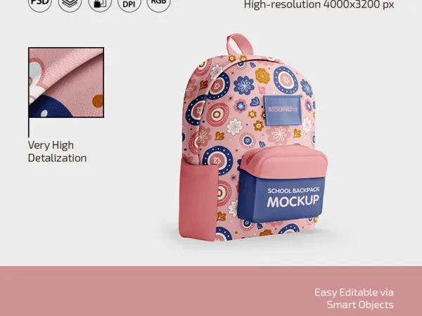 Two Mockups of School Backpack from Different Angles 1
