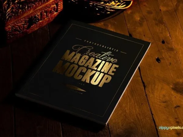 Two Mockups of US Letter Size Magazines with Gold Foil Effect 1