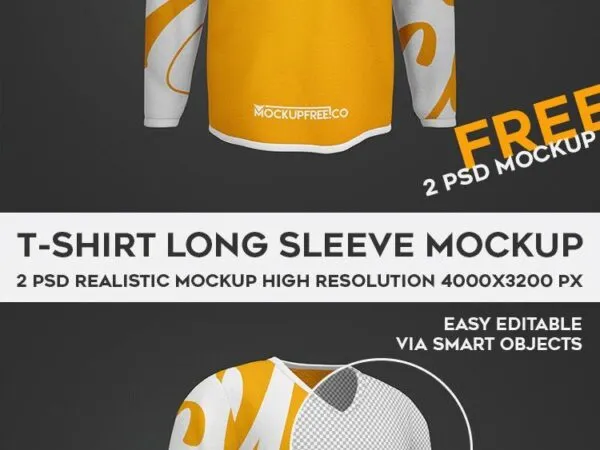 Two Mockups of a Long Sleeve Shirt From Front and Angled Views 1