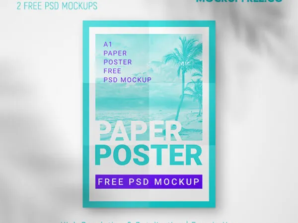 Two Mockups of a Paper Poster in Different Positions 1