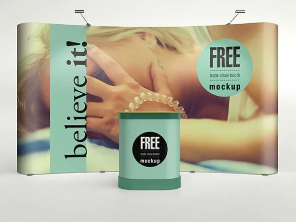 Two Mockups with Different Views of a Trade Show Booth 1