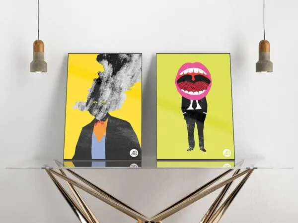 Two Modern Poster on a Glass Table Mockup 1
