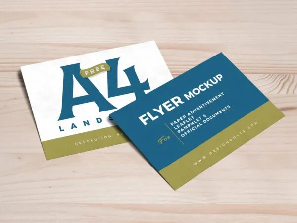 Two Overlapping A4 Landscape Flyer Mockup 1