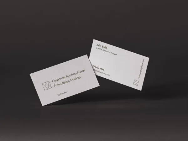 Two Overlapping Horizontal Business Cards Mockup 1