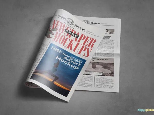 Two Pages of Tabloid Newspaper Mockup 1