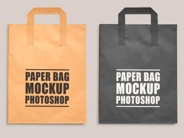 Two Paper Bags Laid in the Top View Mockup 1