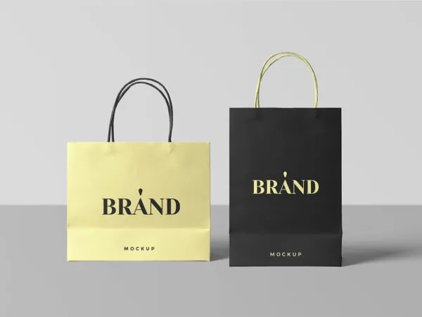 Two Paper Shopping Bags Mockup 1