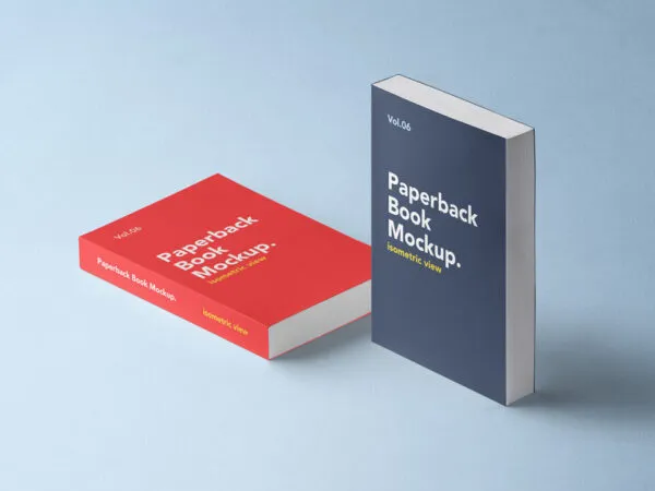 Two Paperback Books Mockup in Different Colors 1