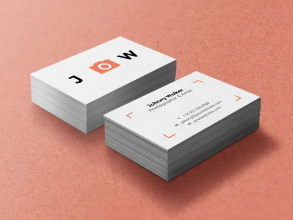 Two Perspective Stacked Business Cards Mockup 1