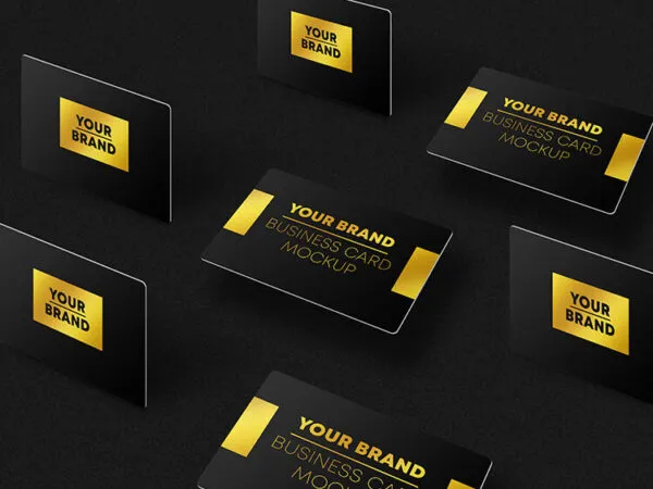 Two Perspective View Business Card Stacks and Grid Mockups 1