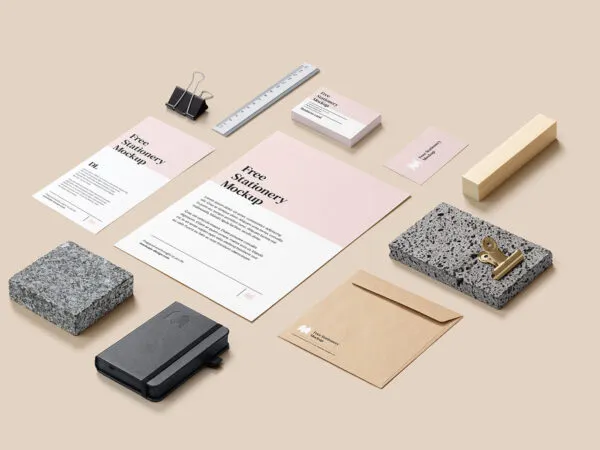 Two Perspective View Minimal Stationery Mockups 1