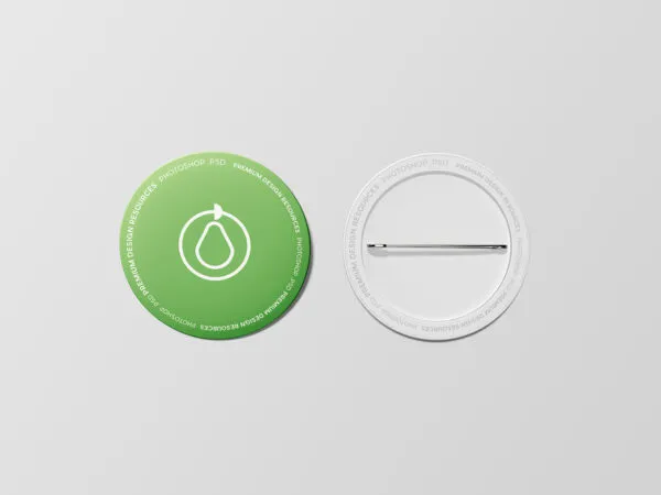 Two Pin Button Badges Back and Front Scene Mockup 1