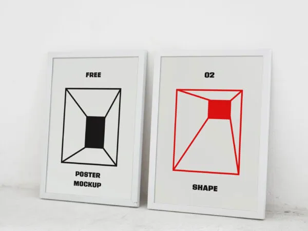 Two Poster Leaning Against the Wall Mockup 1