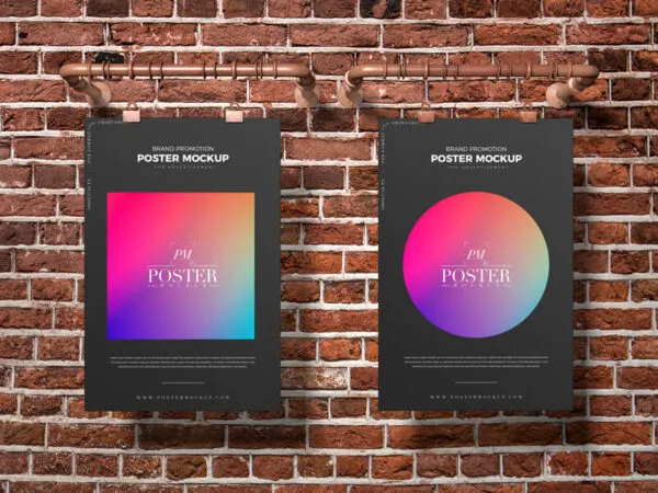 Two Poster Mockup on a Brick Wall 1