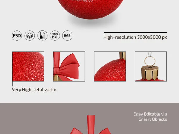 Two Realistic Christmas Festive Balls Mockup 1