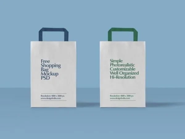 Two Realistic Paper Shopping Bags Mockup 1