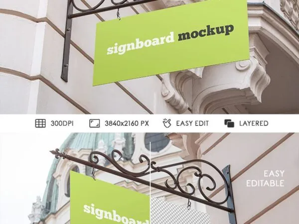 Two Rectangular Shop Signboard Mockups 1