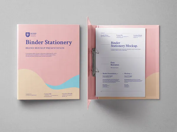 Two Ring Binder Folder Mockup Opened and Closed 1