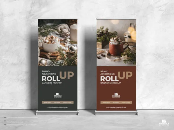 Two Roll Up Vertical Banners Mockup 1
