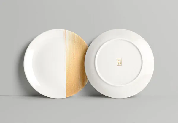 Two Round Plates Front and Back View Mockup 1