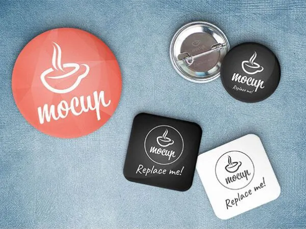 Two Sets of Button Badges Mockups Generator 1