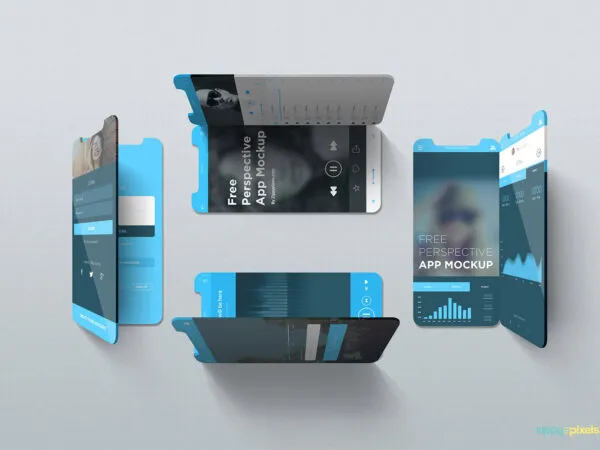 Two Sets of iPhone X and iPhone 8 Perspective Mockups 1