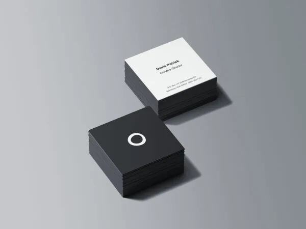 Two Square Business Card Stacks Mockup in Black and White 1