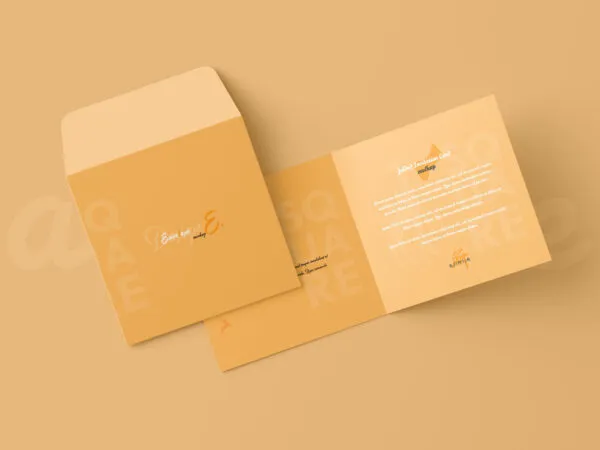 Two Square Folded Wedding Invitation Card Mockups 1