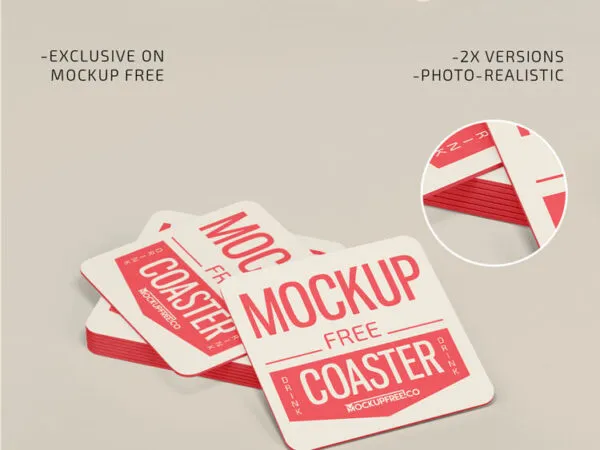 Two Square Paper Drink Coaster Mockups 1