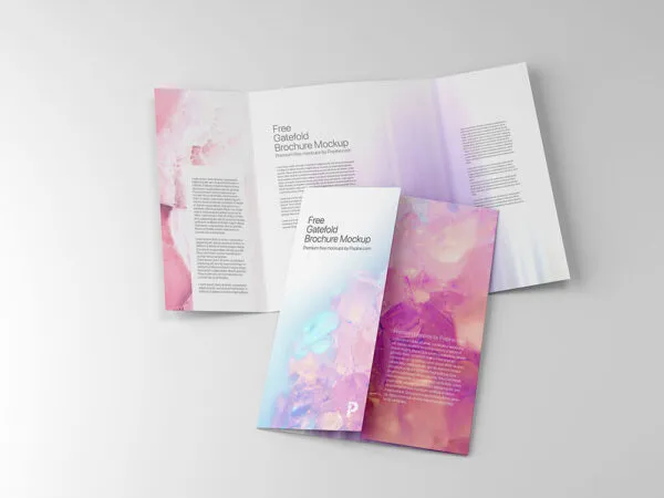 Two Standard Size Gatefold Brochures Mockup 1