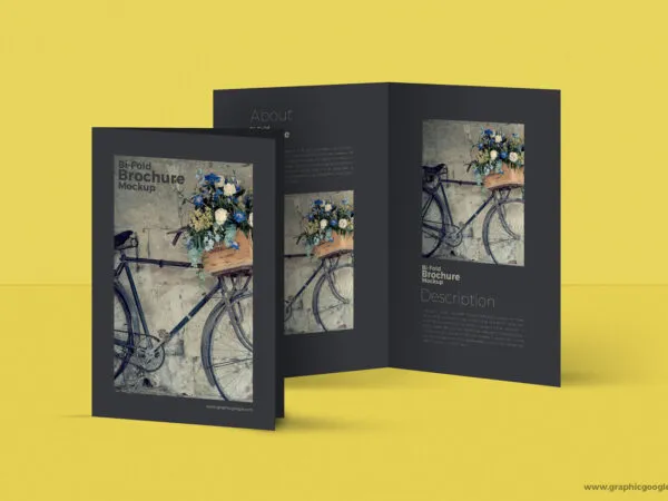 Two Standing Bi Fold A4 Brochures Mockup 1