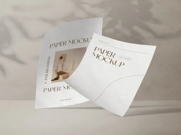 Two Standing Curved Papers Mockup 1