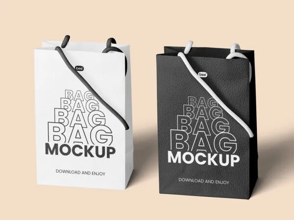 Two Standing Eco Leather Bags Mockup 1