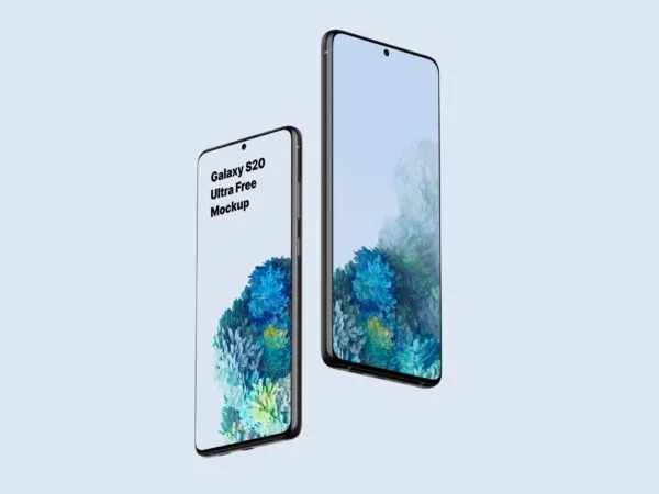Two Standing Firmly Samsung Galaxy S20 Ultra Mockup 1