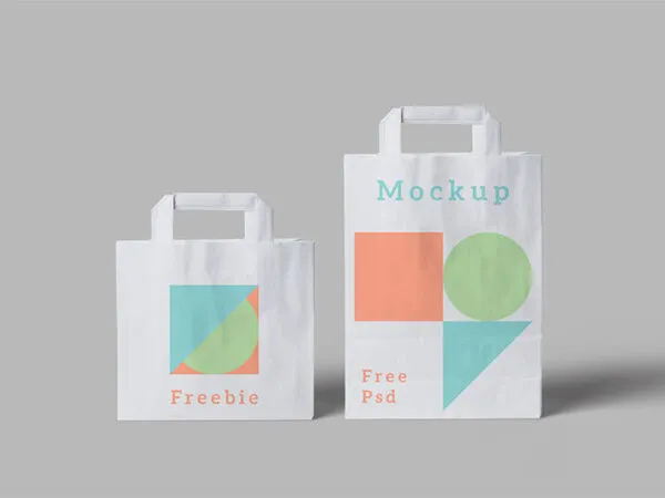 Two Standing Paper Bags Mockup in Two Size 1