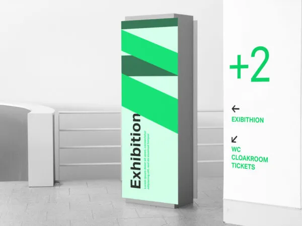 Two Standing Vertical Indoor Signage Mockup 1