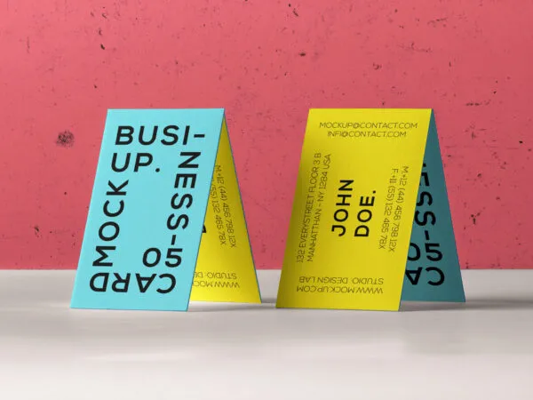 Two Tent Fold Business Card Mockup 1