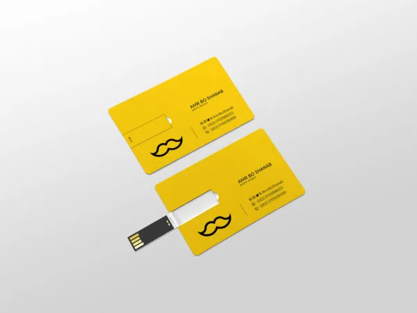 Two USB Flash Cards Laid at the 34 Angle View Mockup 1