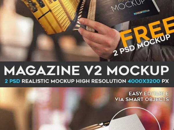 Two Views of a Man Holding a Magazine Mockup 1