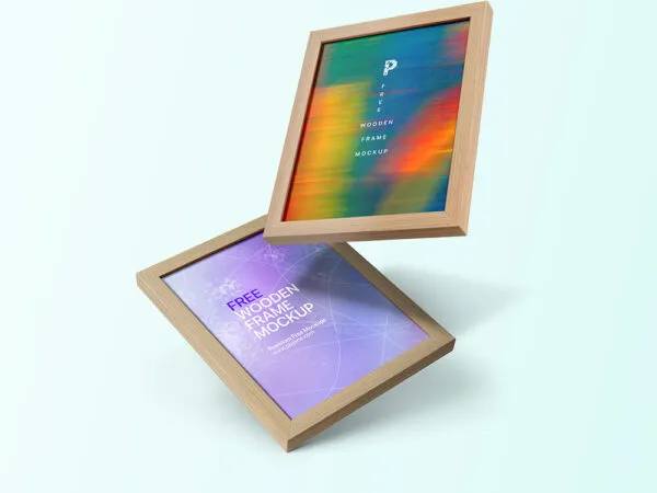 Two Wooden Frame Floating in Air Mockup 1