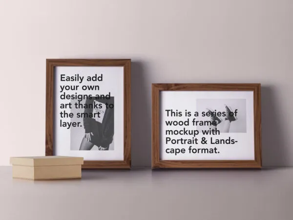 Two Wooden Frames Mockup with a Box 1