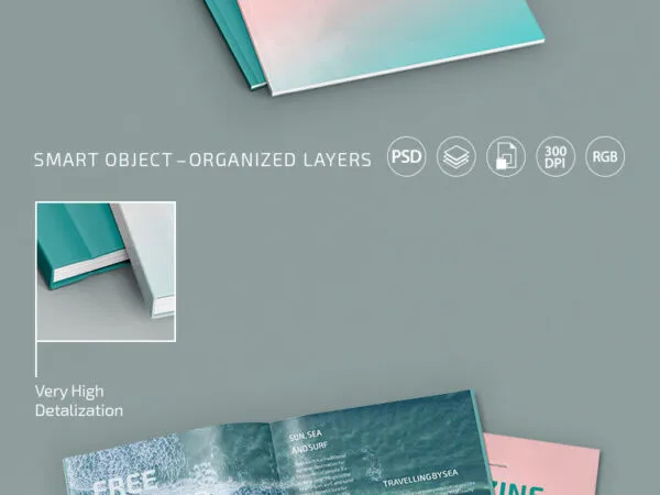 Two realistic Open and Closed Magazine Mockups 1